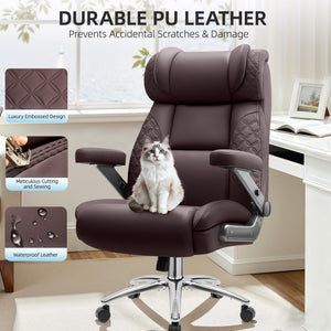 Office Desk Chair, Big and Tall Executive Office Computer Chair, Extra Wide 500LBS Heavy Duty Office Chair, High Back Ergonomic Office Gaming Chair with Adjustable Lumbar Support & 5D Flip Arms