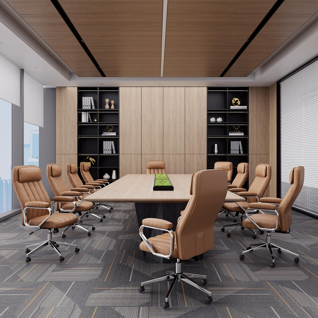 Okeysen Executive Office Chair, Modern Leather Chair with Headrest & Lumbar Support, High Back Ergonomic Chair with Padded Armrests & Seat, Height Adjustable Swivel Rolling Chair for Home Office.