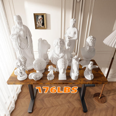 55 Inch Large Electric Standing Desk, Heights Adjustable, Sit to Stand Up, Work Home Office Computer Table for Study, Walking Pad, Writing, and Games, Wooden Desktop Desks, Brown