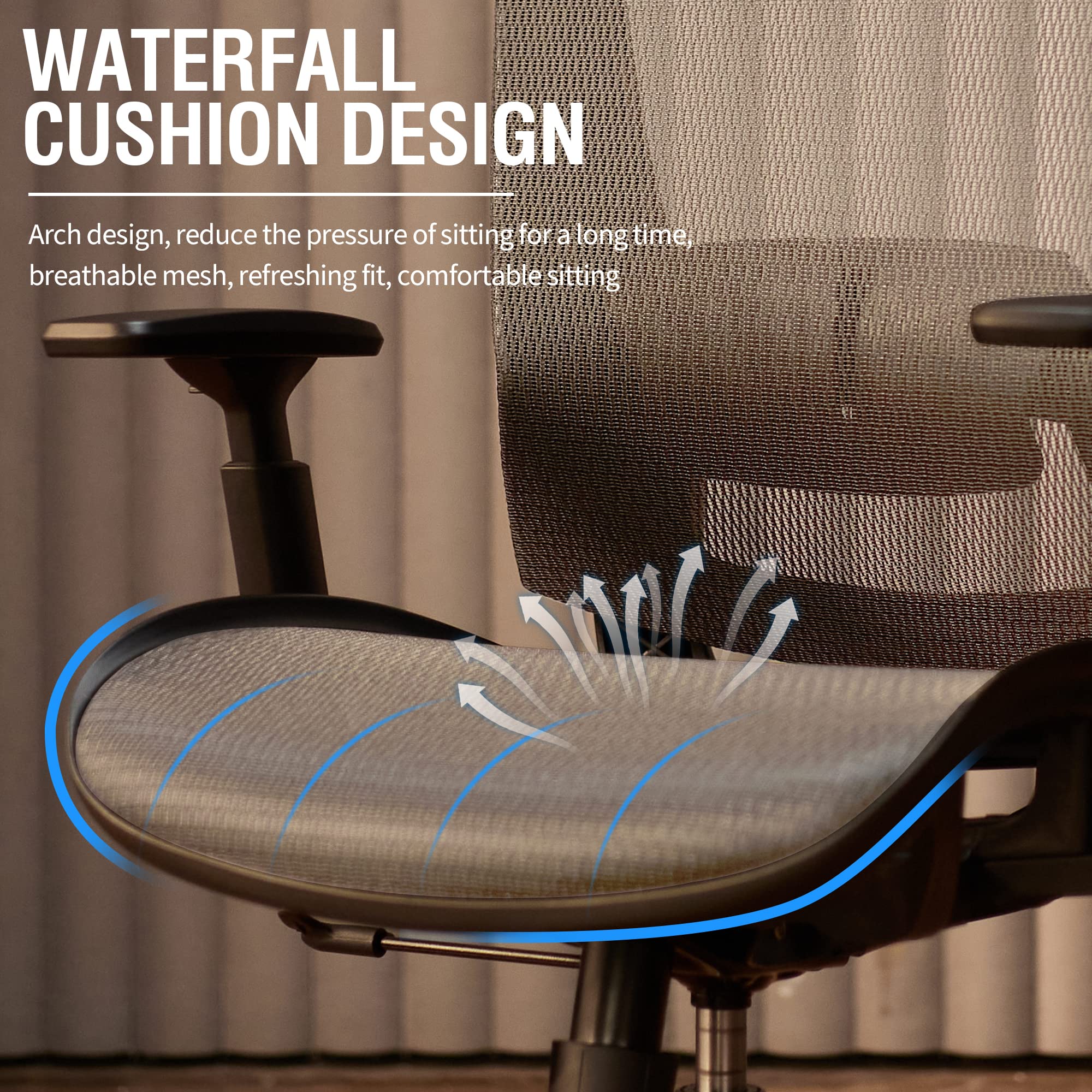 Office Chair,Ergonomic Computer Desk Chair,Sturdy Task Chair- Adjustable Lumbar Support & Armrests,Tilt Function,Comfort Wide Seat,Swivel Home Office Chair