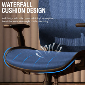 Office Chair,Ergonomic Computer Desk Chair,Sturdy Task Chair- Adjustable Lumbar Support & Armrests,Tilt Function,Comfort Wide Seat,Swivel Home Office Chair (Blue)