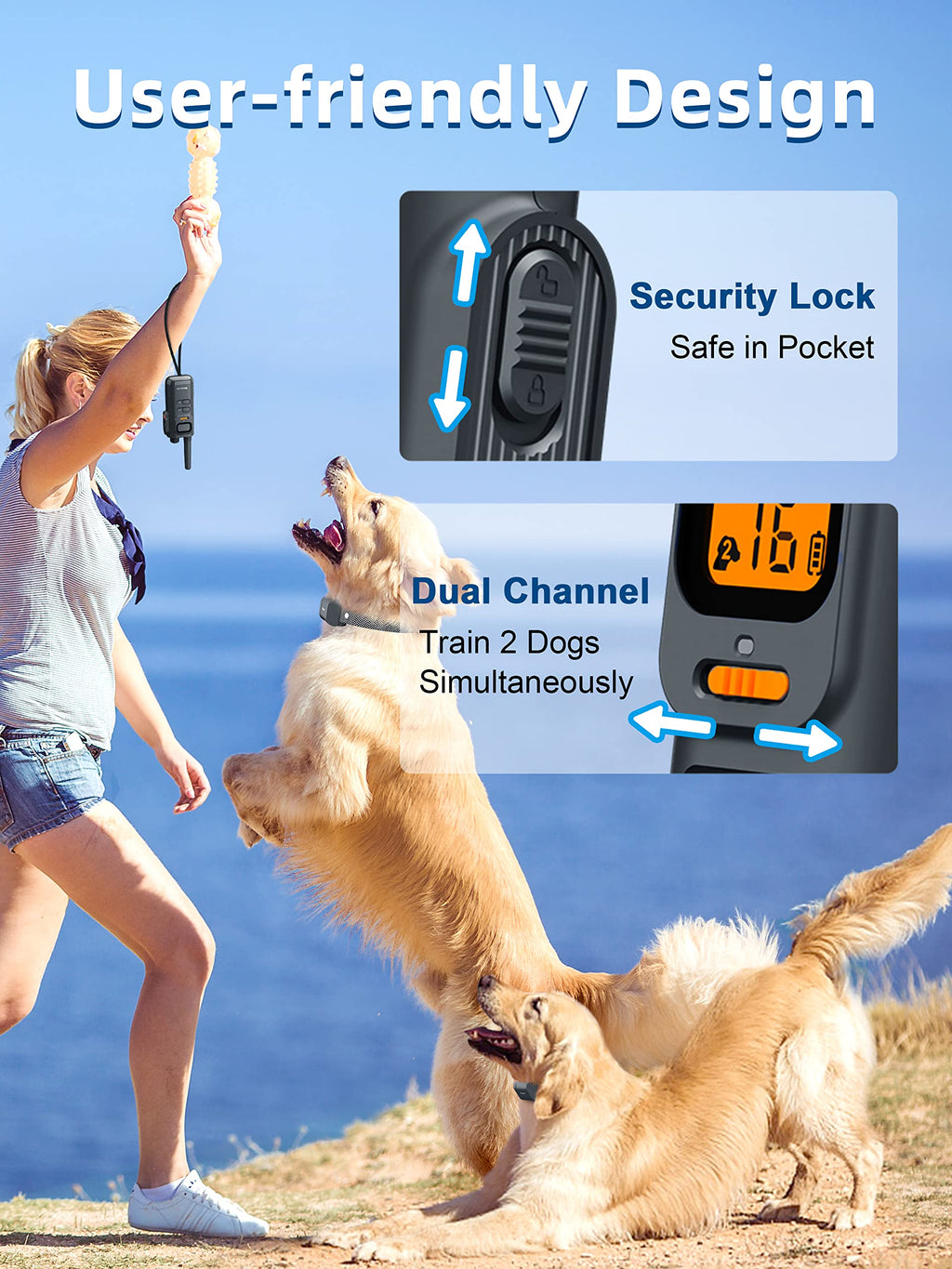 Dog Training Collar with Remote - 4000ft Waterproof Dog Shock Collars 2 Dogs for Large Medium Small Dogs Rechargeable E Collars for Dogs Training with Beep Vibration Humane Shock(1-16) Mode