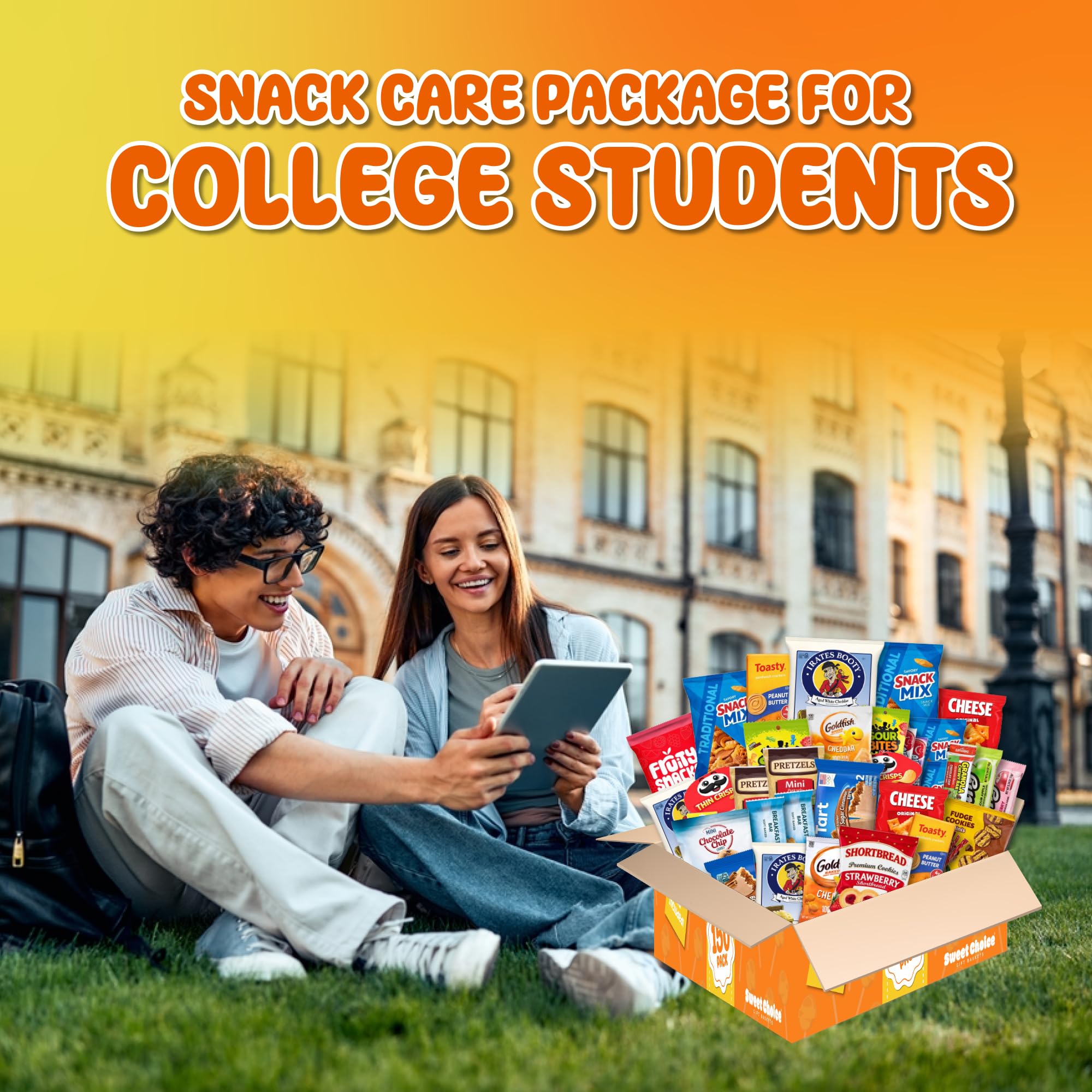 Snack Box Variety Pack (150 Count) - Bulk Snacks Variety Pack for Adults, Kids & Teens - Snacks Candy Gift Box with Chips, Cookies & Bars - Care Packages for College Students, Office & Birthdays