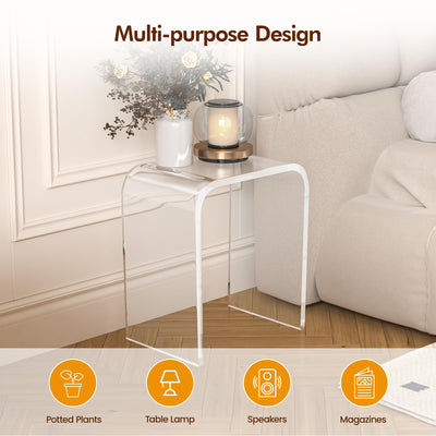 Acrylic End Table Set of 2, Clear Lucite Coffee Table with Waterfall Edges, Contemporary Square Nightstand and Side Table for Small Living Room, Bathroom, Bedroom and Office