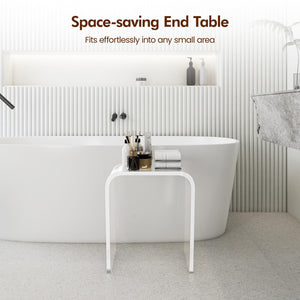 Acrylic End Table Set of 2, Clear Lucite Coffee Table with Waterfall Edges, Contemporary Square Nightstand and Side Table for Small Living Room, Bathroom, Bedroom and Office