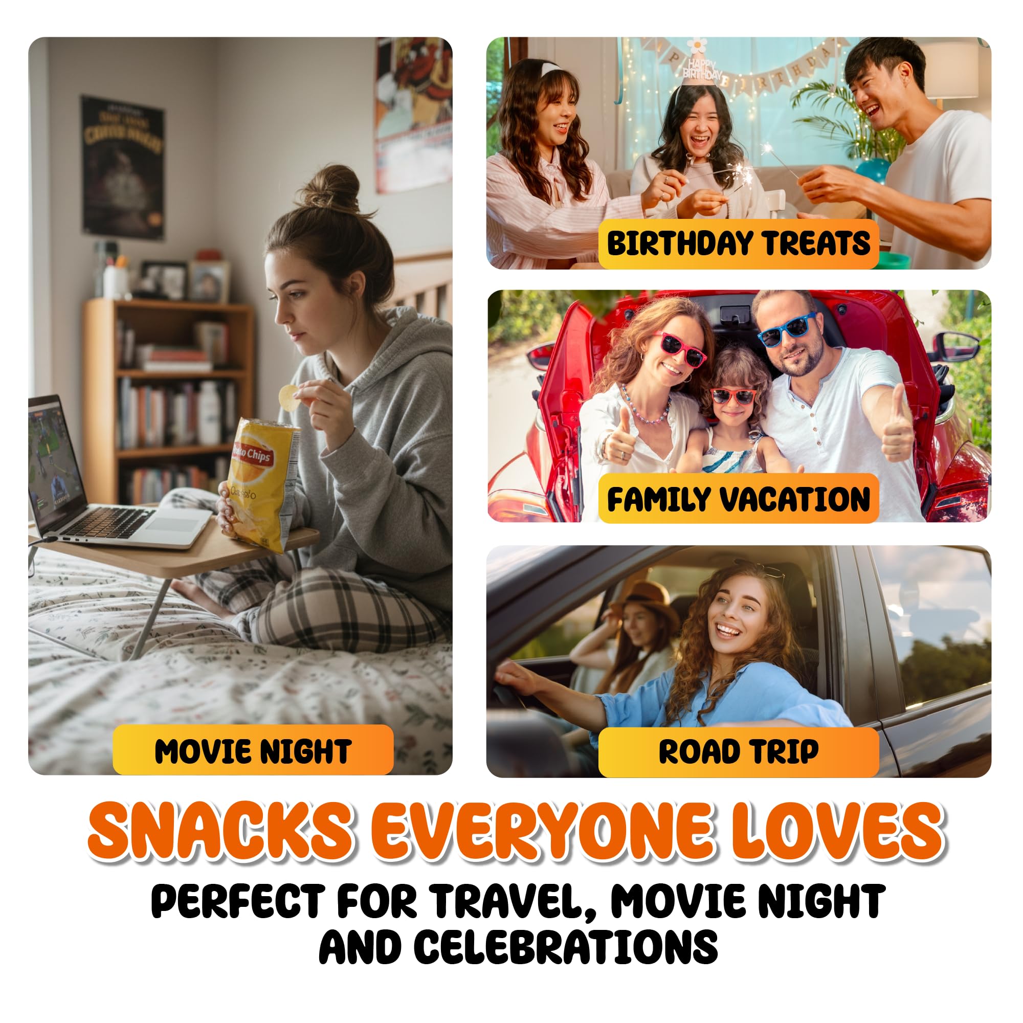 Snack Box Variety Pack (150 Count) - Bulk Snacks Variety Pack for Adults, Kids & Teens - Snacks Candy Gift Box with Chips, Cookies & Bars - Care Packages for College Students, Office & Birthdays