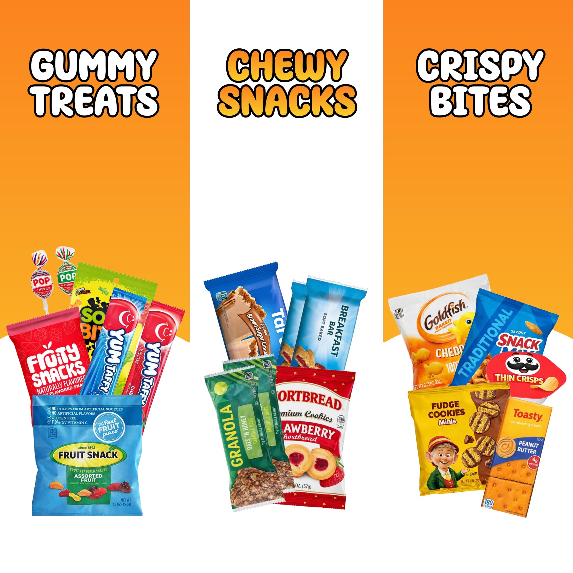 Snack Box Variety Pack (150 Count) - Bulk Snacks Variety Pack for Adults, Kids & Teens - Snacks Candy Gift Box with Chips, Cookies & Bars - Care Packages for College Students, Office & Birthdays