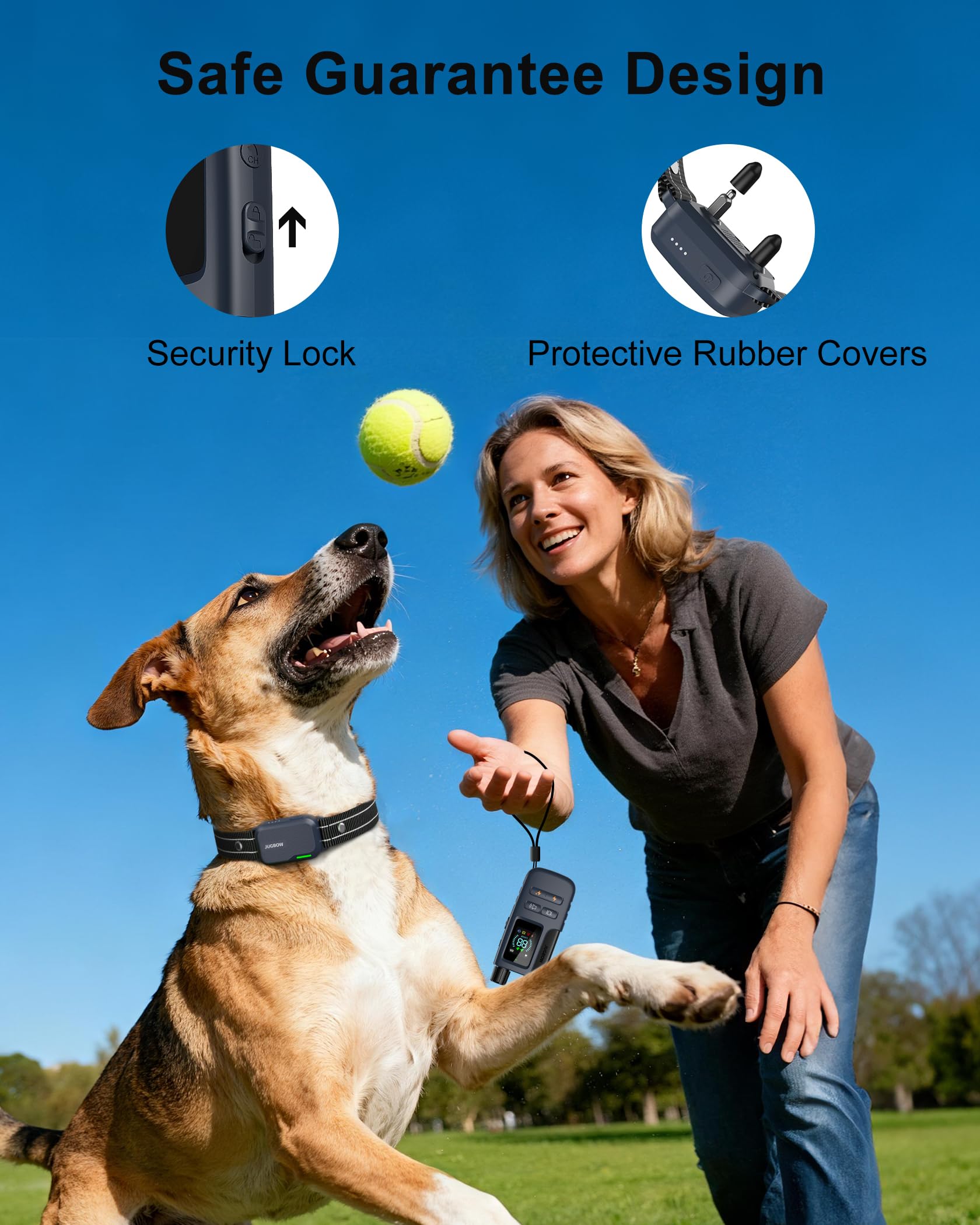 Dog Shock Collar - 4500FT Dog Training Collar with Remote, IPX8 Waterproof Electric Dog Collar with 4 Training Modes, Rechargeable eCollar for 10-120lbs Small Medium Large Dogs(NBU)