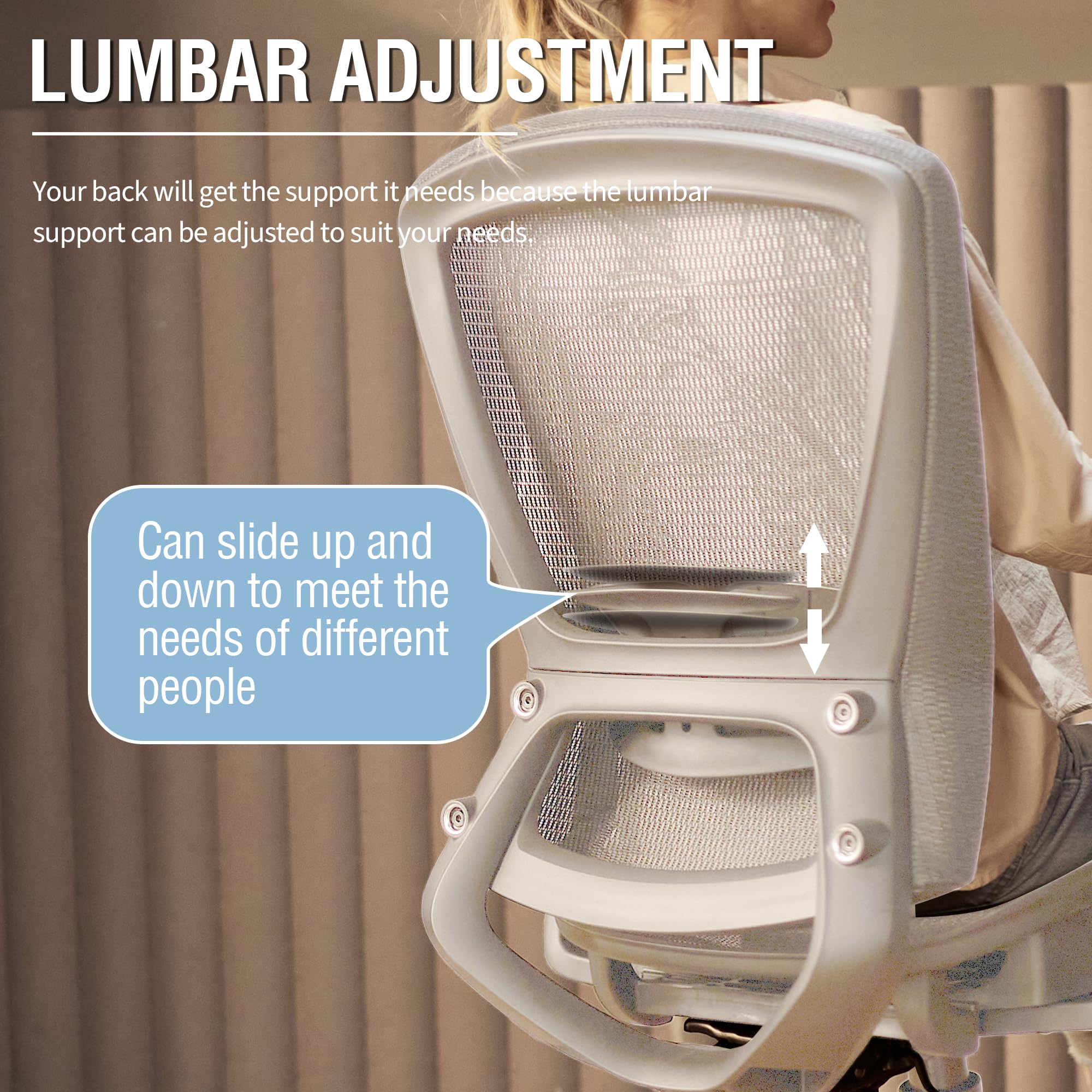 Mesh Office Chair, Ergonomic Computer Desk Chair, Sturdy Task Chair- Adjustable Lumbar Support & Armrests,Tilt Function,Comfort Wide Seat,Swivel Home Office Chair