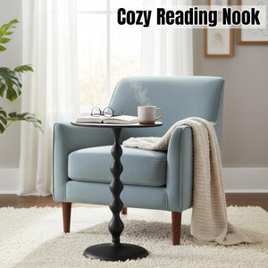 Round Metal End Tables for Living Room, Modern Metal Accent, Modern Side Table, Bedroom Nightstand, Small Coffee, Space-Saving, Easy Assembly 14.5