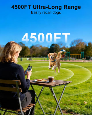 Dog Shock Collar - 4500FT Dog Training Collar with Remote, IPX8 Waterproof Electric Dog Collar with 4 Training Modes, Security Lock, Rechargeable eCollar for 10-120lbs Dogs(DBU)