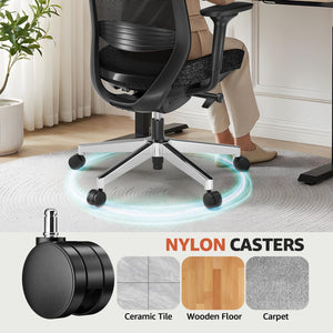 Ergonomic Office Chair - High-Back Mesh Desk Chair with Adjustable Lumbar Support 4D Armrests for Long Hours Sitting Black