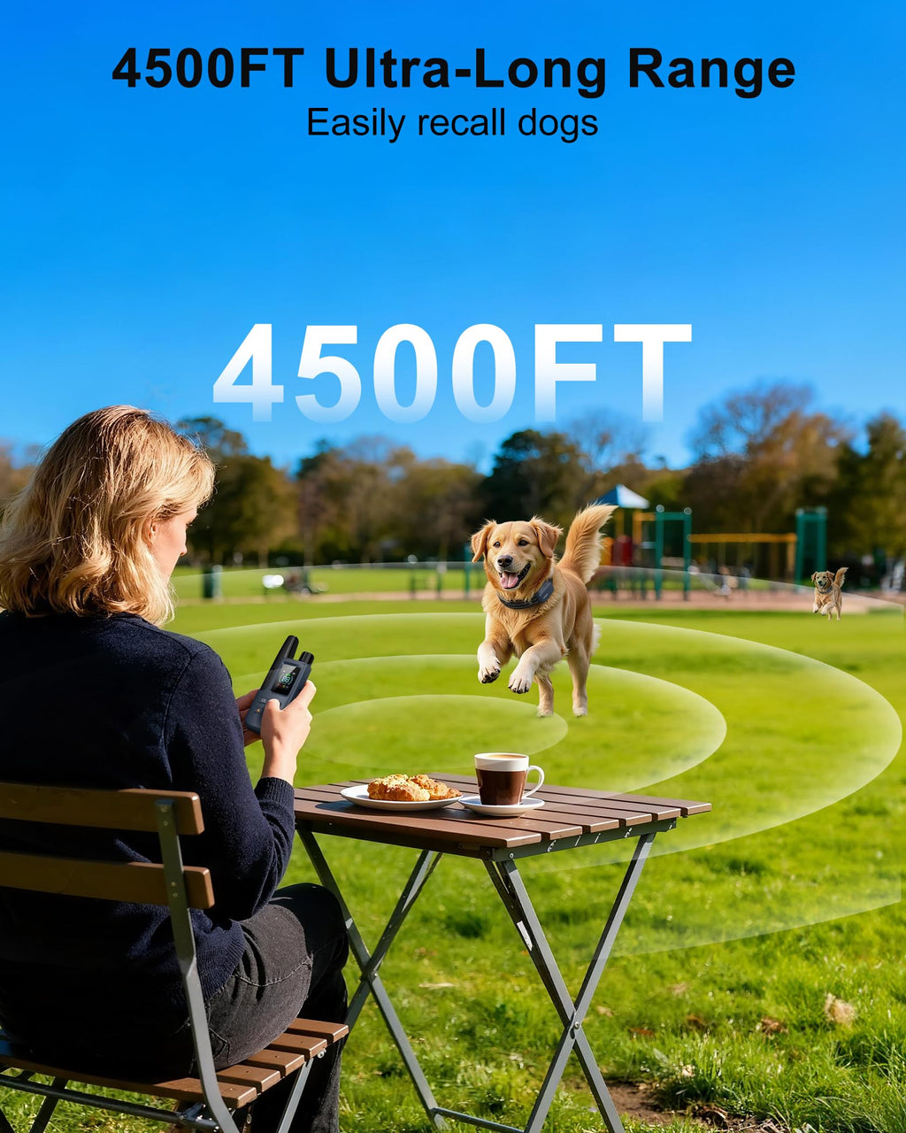 Dog Shock Collar - 4500FT Dog Training Collar with Remote, IPX8 Waterproof Electric Dog Collar with 4 Training Modes, Rechargeable eCollar for 10-120lbs Small Medium Large Dogs(NBU)