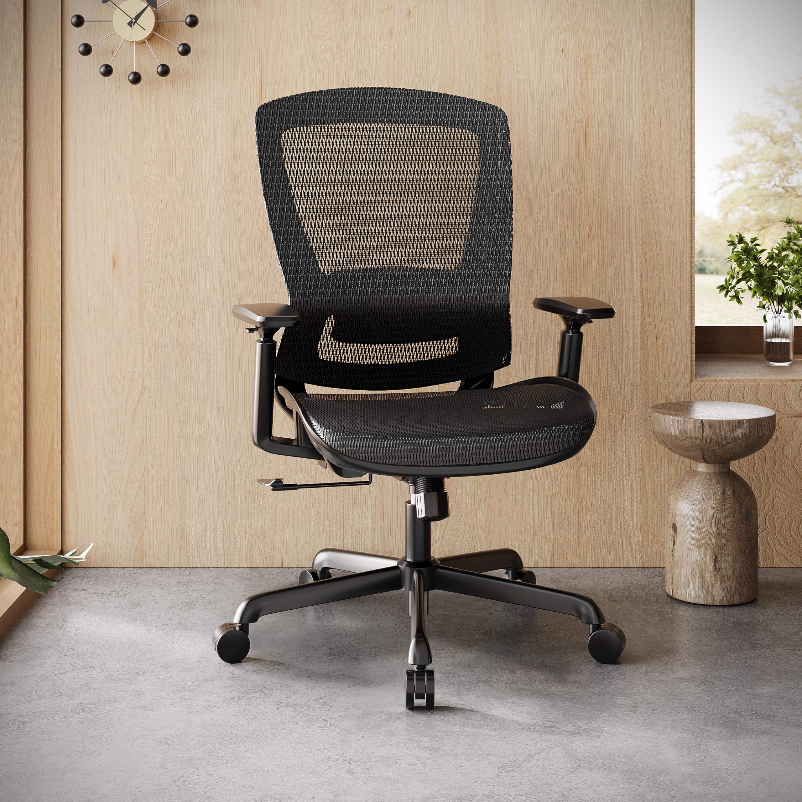 Office Chair,Ergonomic Computer Desk Chair,Sturdy Task Chair- Adjustable Lumbar Support & Armrests,Tilt Function,Comfort Wide Seat,Swivel Home Office Chair (Black)