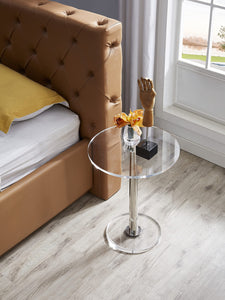 Clear Acrylic Table with Cone Metal Pole (Large, Silver) …