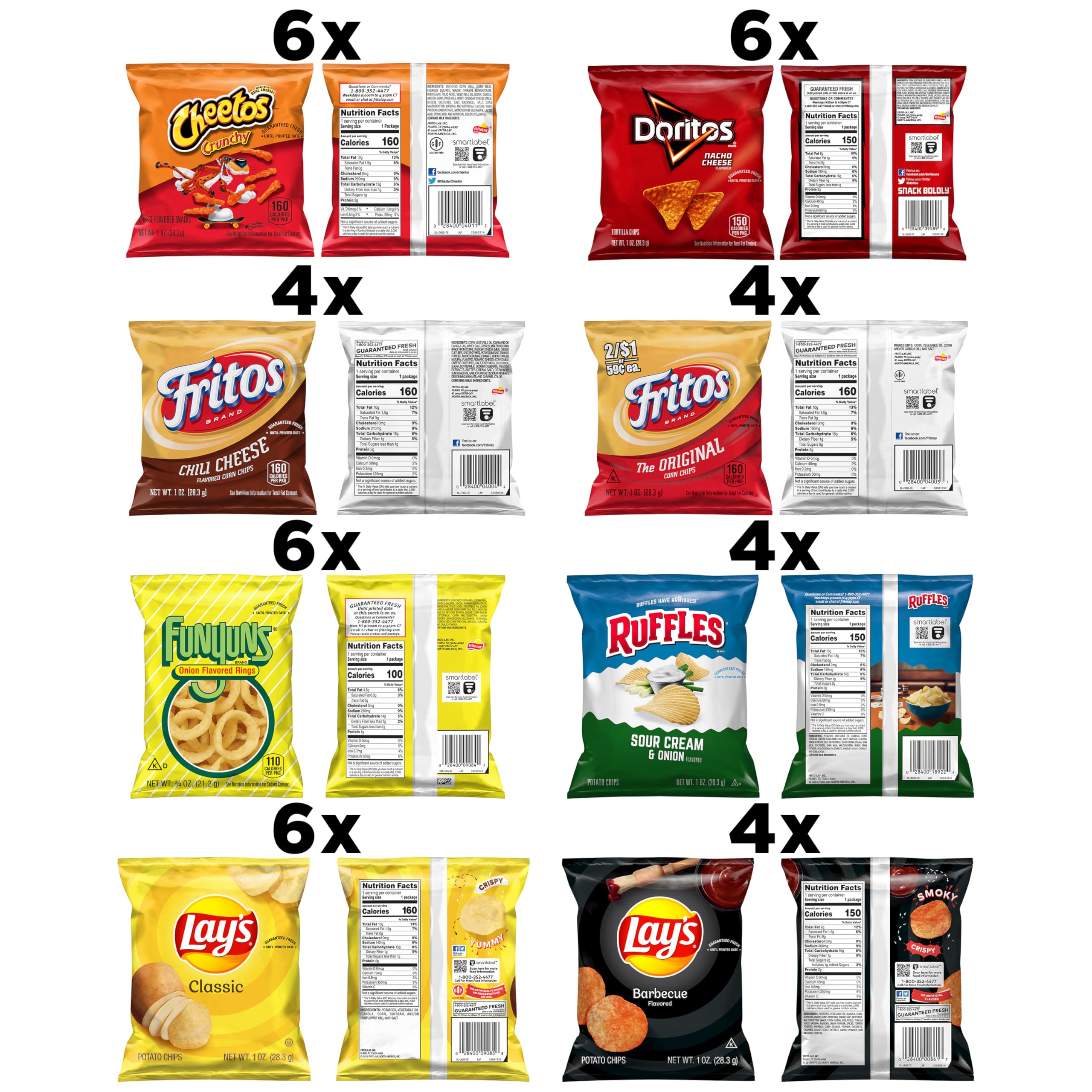 Frito-Lay Variety Packs, Party Mix, Single Serve Bags, 2.41 Pounds (40 Pack)
