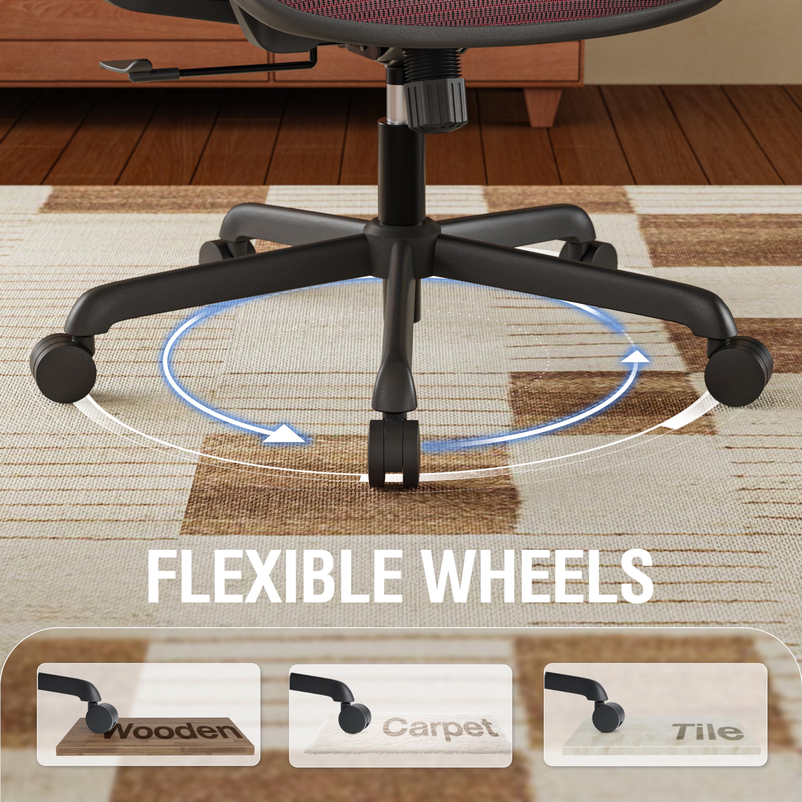 Office Chair,Ergonomic Computer Desk Chair,Sturdy Task Chair- Adjustable Lumbar Support & Armrests,Tilt Function,Comfort Wide Seat,Swivel Home Office Chair