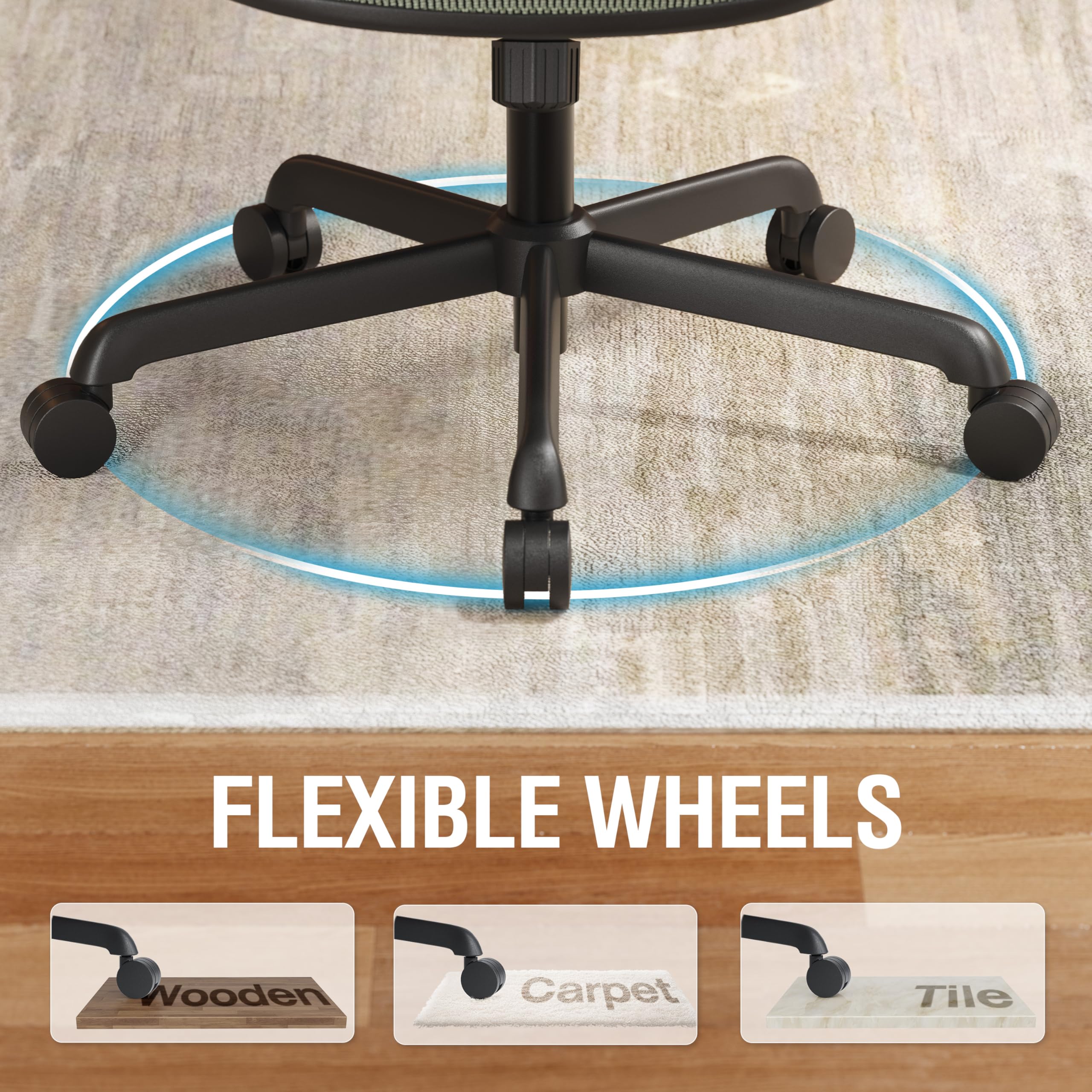 Mesh Office Chair,Ergonomic Computer Desk Chair,Sturdy Task Chair- Adjustable Lumbar Support & Armrests,Tilt Function,Comfort Wide Seat,Swivel Home Office Chair