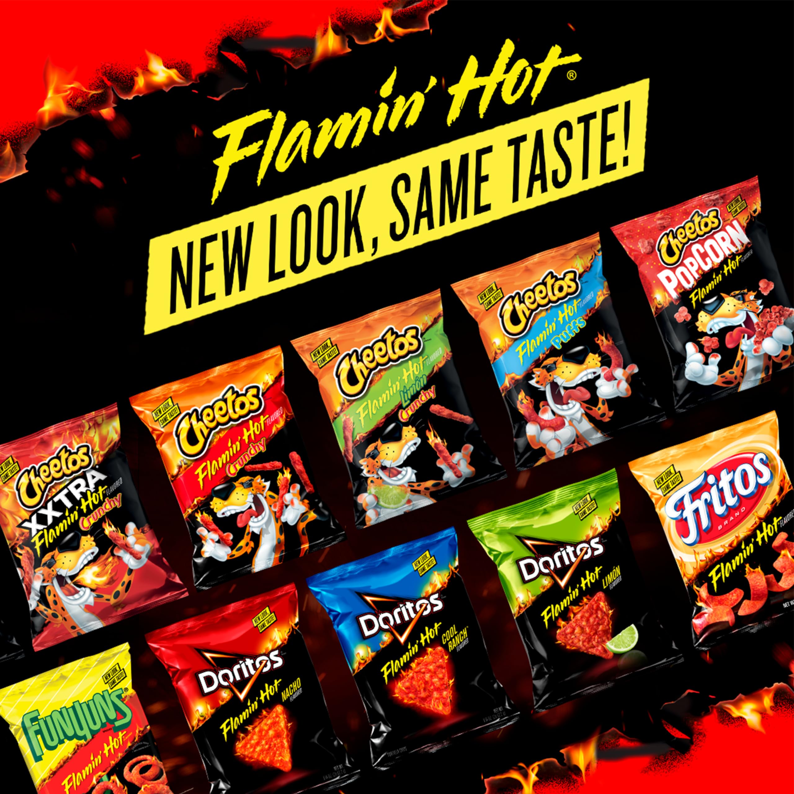 Frito-Lay Fiery Mix Variety Pack, Hot & Spicy Snacks Single Serve Bags, 2.56 Pounds, (Pack of 40), Flamin' Hot Cheetos, Doritos, Chester's Hot Fries
