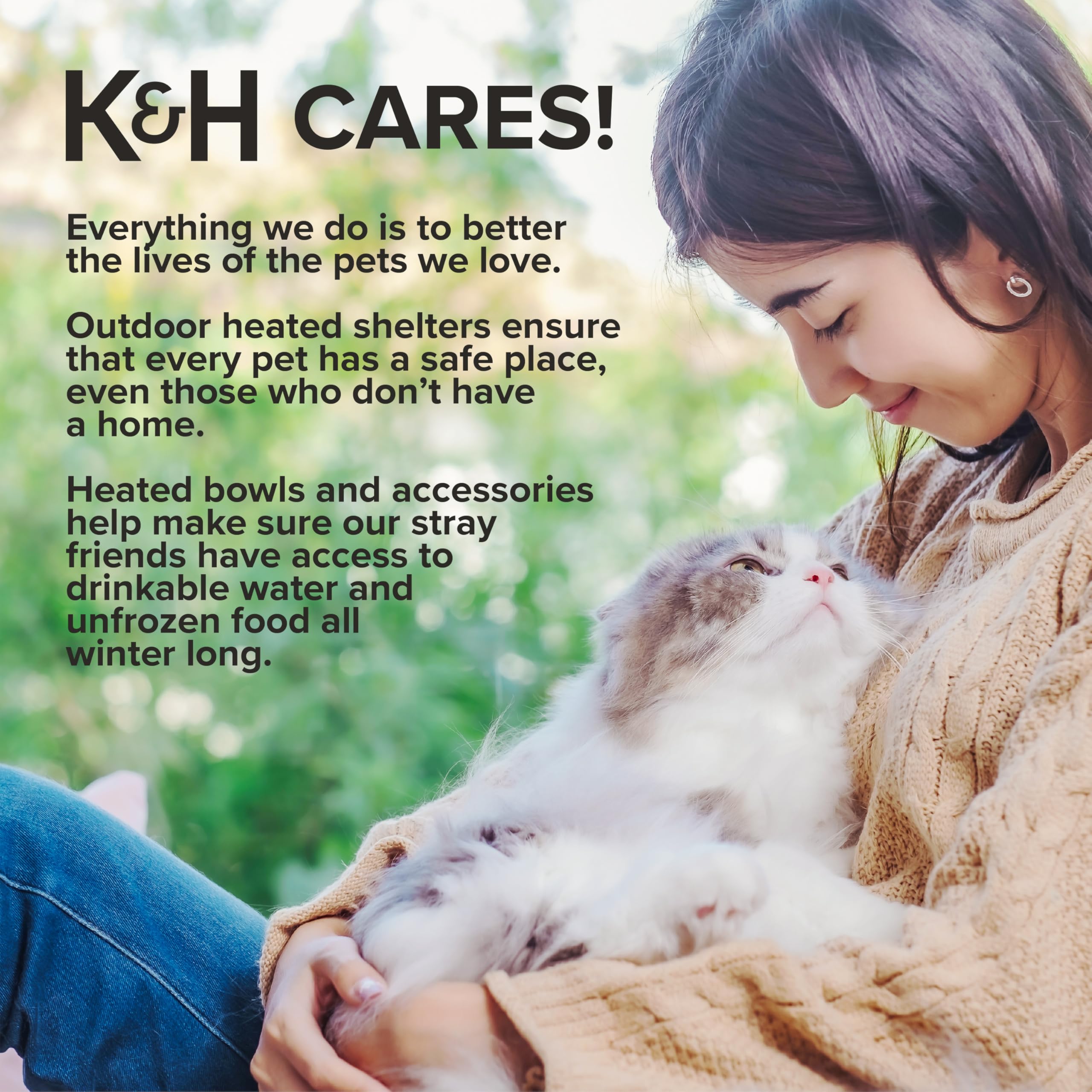 Heated Outdoor Cat House for Outside Pets in Winter, Weatherproof Outdoor House for Ferals, Insulated Kitty Shelter, 2 Doors, Waterproof Heated Cat Bed, Safety Listed - Olive/Olive