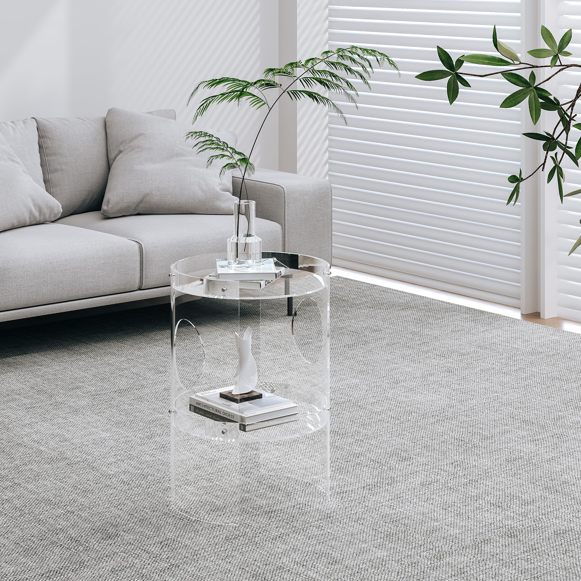 Clear Acrylic End Table, 2-Tier Tray Nightstand with Sturdy Design, Easy Assembly, Compact Size for Small Spaces, Modern Transparent Furniture for Bedroom or Living Room