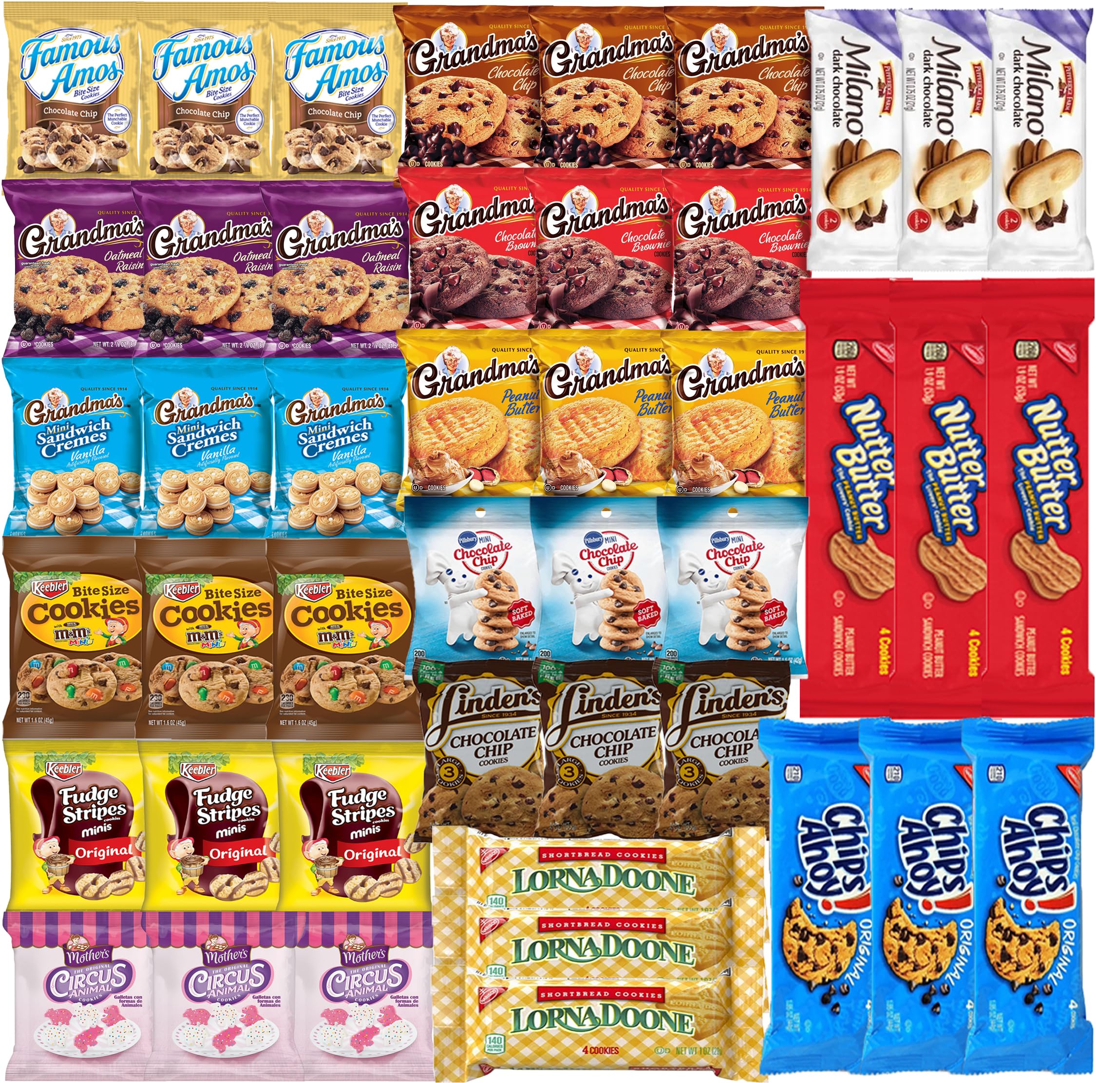 Cookies Individually Wrapped Variety Pack - Cookies Bulk Assortment Care Package Sampler Gift Box (45 Count)